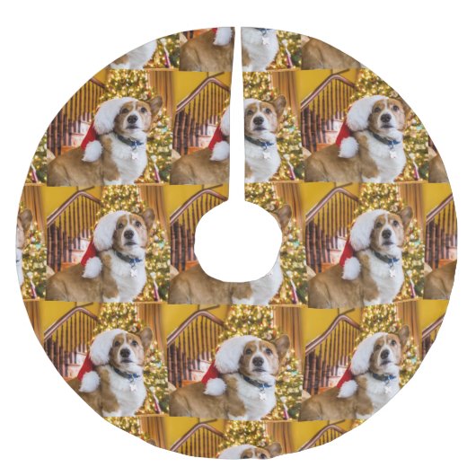Pembroke-Walisercorgi-Weihnachten Polyester Weihnachtsbaumdecke (Vorderseite)