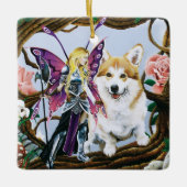Pembroke Welch Corgi Fairy Fantasy Keramikornament (Vorderseite)
