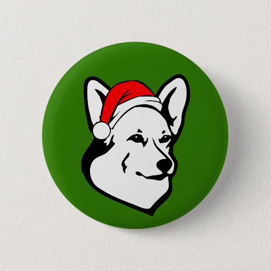 Pembroke welch Corgi Hund mit Weihnachtsfeier Weih Button (Vorderseite)