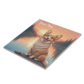 Pembroke Welsh Corgi am See Fliese (Seite)