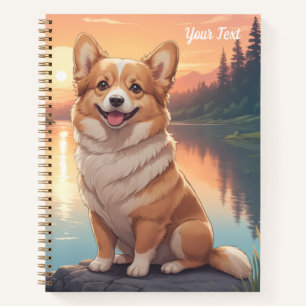 Pembroke Welsh Corgi am See Notizblock