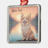 Pembroke Welsh Corgi am See Ornament Aus Metall (Links)