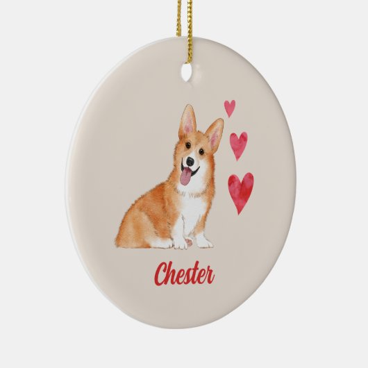 Pembroke Welsh Corgi Anpassbarer Pet Name Keramik Ornament (Rechts)