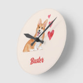 Pembroke Welsh Corgi Anpassbarer Pet Name Runde Wanduhr (Winkel)