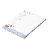 Pembroke Welsh Corgi, Blue Flowers Notizblock (Rotiert)
