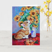 Pembroke Welsh Corgi Card Karte (Gelbe Blume)