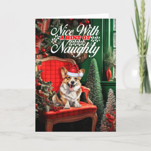 Pembroke Welsh Corgi Christmas Dog Naughty Nice Feiertagskarte