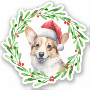 Pembroke Welsh Corgi Christmas Dog Welppy Vinyl Aufkleber