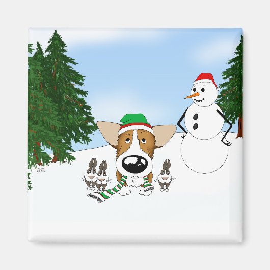 Pembroke Welsh Corgi Christmas Magnet (Vorne)