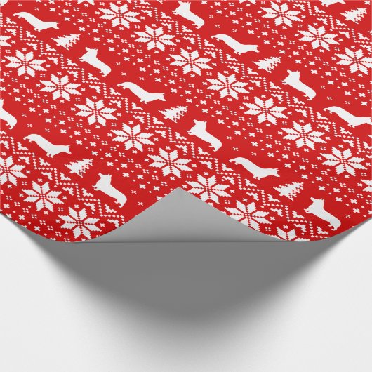 Pembroke Welsh Corgi Christmas Sweater Pattern Dog Geschenkpapier (Ecke)