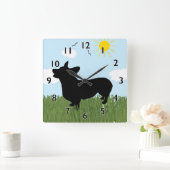 Pembroke Welsh Corgi Clock Quadratische Wanduhr (Zuhause)