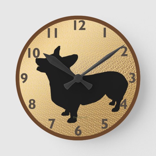 Pembroke Welsh Corgi Clock Runde Wanduhr (Vorderseite)