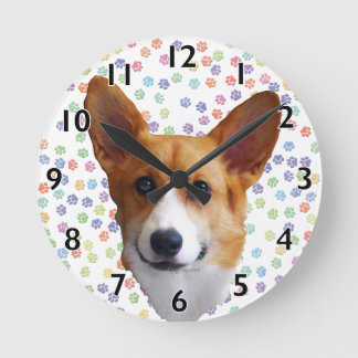 Pembroke Welsh Corgi Clock Runde Wanduhr