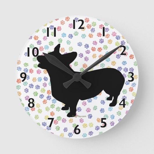 Pembroke Welsh Corgi Clock Runde Wanduhr (Vorderseite)