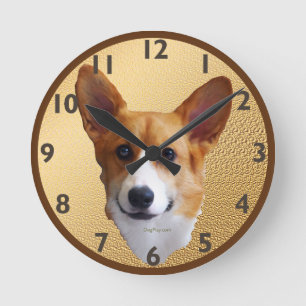 Pembroke Welsh Corgi Clock Runde Wanduhr
