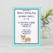 Pembroke Welsh Corgi Custom Party Invites Einladung (Stehend Vorderseite)