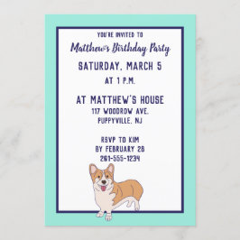 Pembroke Welsh Corgi Custom Party Invites Einladung