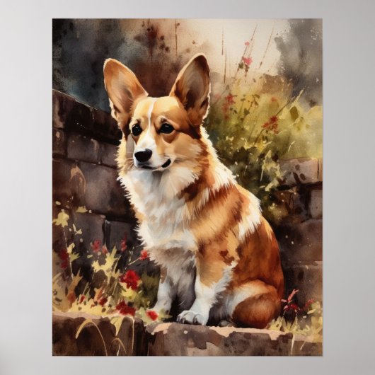 Pembroke Welsh Corgi Dog Art Print Poster (Vorne)