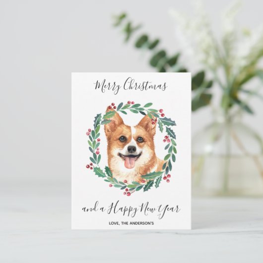 Pembroke Welsh Corgi Dog Elegant Frohe Weihnachten (Stehend Vorderseite)