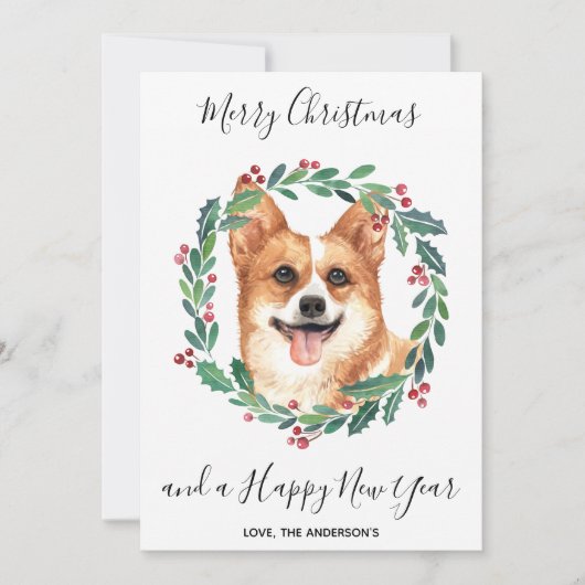 Pembroke Welsh Corgi Dog Elegant Frohe Weihnachten (Vorderseite)