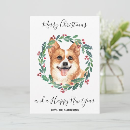 Pembroke Welsh Corgi Dog Elegant Frohe Weihnachten (Stehend Vorderseite)