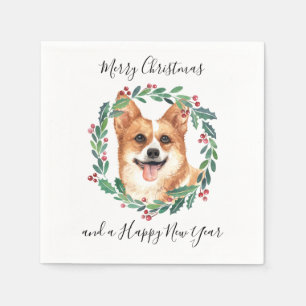 Pembroke Welsh Corgi Dog Elegant Frohe Weihnachten Serviette