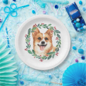 Pembroke Welsh Corgi Dog Eleganter Weihnachtsfeier Pappteller (Party)