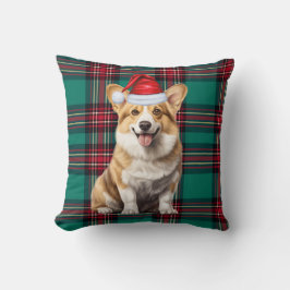 Pembroke Welsh Corgi Dog Green Karierte Weihnachte Kissen
