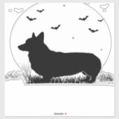 Pembroke Welsh Corgi Dog � Halloween Moon Silhouet Aufkleber (Blatt)