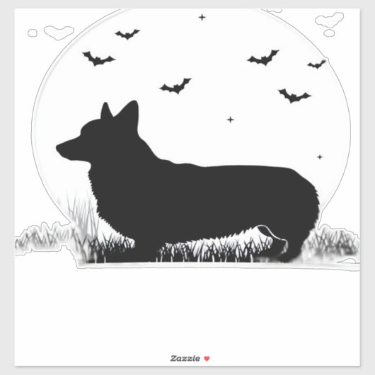 Pembroke Welsh Corgi Dog � Halloween Moon Silhouet Aufkleber (Blatt)