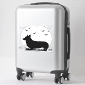 Pembroke Welsh Corgi Dog � Halloween Moon Silhouet Aufkleber (Koffer)