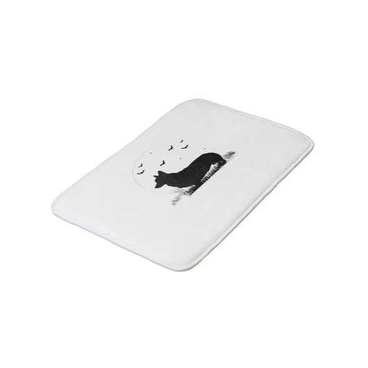 Pembroke Welsh Corgi Dog - Halloween Moon Silhouet Badematte (Schrägansicht)