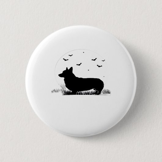 Pembroke Welsh Corgi Dog � Halloween Moon Silhouet Button (Vorderseite)