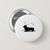 Pembroke Welsh Corgi Dog � Halloween Moon Silhouet Button (Vorne & Hinten)