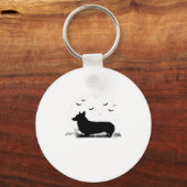 Pembroke Welsh Corgi Dog � Halloween Moon Silhouet Schlüsselanhänger (Vorderseite)