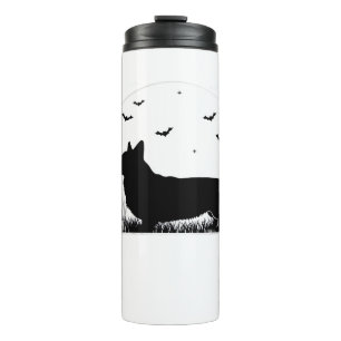 Pembroke Welsh Corgi Dog - Halloween Moon Silhouet Thermosbecher