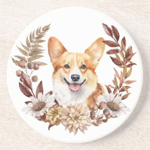 Pembroke Welsh Corgi Dog Herbstkranz Getränkeuntersetzer