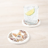 Pembroke Welsh Corgi Dog Herbstkranz Getränkeuntersetzer (Seite)