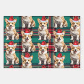 Pembroke Welsh Corgi Dog Holiday Kariert Weihnacht Geschenkpapier Set (Vorderseite 2)