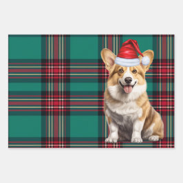 Pembroke Welsh Corgi Dog Holiday Kariert Weihnacht Geschenkpapier Set
