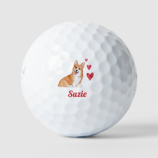 Pembroke Welsh Corgi Dog Individuelle Name Golfball (Vorderseite)