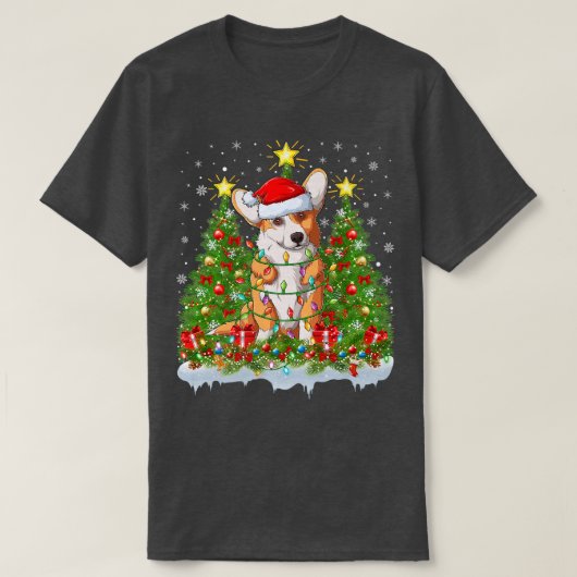 Pembroke Welsh Corgi Dog Lighting Xmas Tree Corgi T-Shirt (Design vorne)