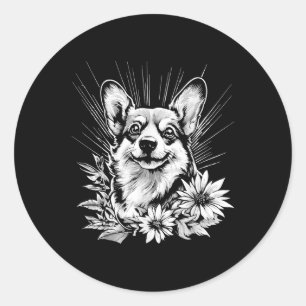 Pembroke Welsh Corgi Dog Lover Retro Style Tattoo Runder Aufkleber