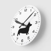 Pembroke Welsh Corgi Dog Rasse Silhouette Runde Wanduhr (Winkel)