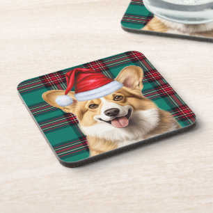 Pembroke Welsh Corgi Dog Red Green Holiday Kariert Getränkeuntersetzer