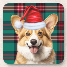 Pembroke Welsh Corgi Dog Red Green Holiday Kariert Getränkeuntersetzer