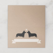 Pembroke Welsh Corgi Dog Silhouetten Hochzeit Platzkarte (Außenseite Aufgefaltet)