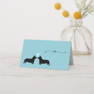 Pembroke Welsh Corgi Dog Silhouetten Hochzeit Platzkarte