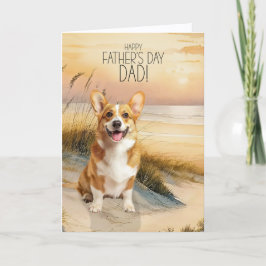 Pembroke Welsh Corgi Dog Sunset Beach Father's Day Feiertagskarte
