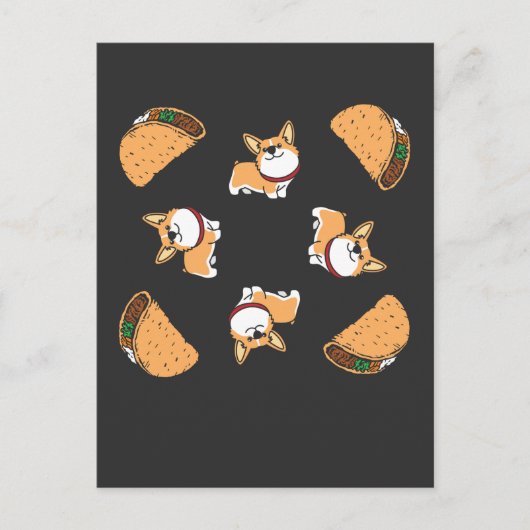 Pembroke Welsh Corgi Dog und mexikanischer Taco Lo Postkarte (Vorderseite)